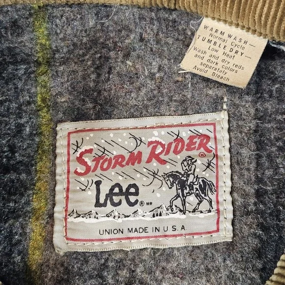 Vintage 70s Lee Storm Rider 42R L Denim Jacket Corduroy Collar Blanket Lined USA